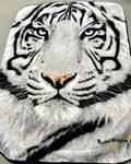 Northwest Throw Blanket White Snow Tiger By Rachel Stribbling Bright Blue Eyes. Fixed Price $21.87.