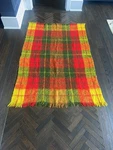 Vintage Glentana Scottish Mohair Wool Plaid Throw Blanket Red Yellow Green. Fixed Price $49.00.