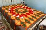 Crochet Handmade Afghan Blanket Throw Autumn Fall Orange Red Yellow Vintage. Fixed Price $79.05.