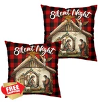 Kwlegh Christmas Pillow Covers 18X18 Set Of 2 Buffalo Plaid Nativity. Fixed Price $20.00.