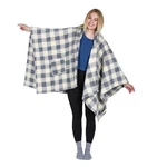 Catalonia Women's Poncho Cape, Sherpa Cloak Coat, One Size, Plaid Blue. Fixed Price $37.99.