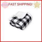 Pavilia Black And White Buffalo Plaid Sherpa Throw Blanket For Couch, Plush Chec. Fixed Price $27.52.