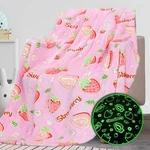 Rexeo Flannel Throw Blanket 50 60IN Glow The Dark Fluorescent Strawberry.... Fixed Price $38.49.