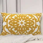 Embroidered Lumbar Pillow Cover 12X20IN Mustard Yellow Boho Mandala Cotton. Fixed Price $22.48.