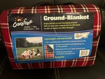 Carefree Burgundy Plaid Ground Blanket 6.5' X 5.5' With Waterproof Backing. Fixed Price $40.00.