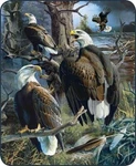 79X96" Queen Size Bald Eagle Collage Tree Swamp Mink Faux Fur Blanket Plush. Fixed Price $59.99.