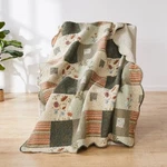 Throw Blanket Brown Beige Flower Stripe Cotton Decorative Quilted Chair Cover. Fixed Price $53.67.
