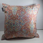 Ralph Lauren 18" Square Throw Pillow Blue Red Cream Bohemian Fleurdelis Jacquard. Fixed Price $37.99.