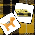 Nwt Victoria's Secret Pink Tailgate Fringe Blanket Yellow Plaid & Gold Glow Dog. Fixed Price $65.00.