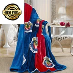 Chivas Silk Touch Sherpa Lined Throw Blanket 50X60", Blue / Red. Fixed Price $47.98.
