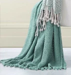 The Comfort Collection Two Pack Throw Set 100% Cotton Aqua/ivory. Fixed Price $14.99.