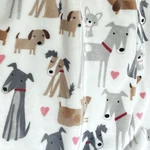 Cynthia Rowley Love Dogs Throw Blanket Micro Fleece Pink Hearts Gray Tan 60X70". Fixed Price $44.99.