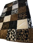 Faux Fur Throw Blanket 56X48 Animal Print Patchwork Leopard Cheetah 70'S Vtg. Fixed Price $79.90.