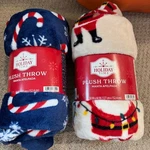 Holiday Time Plush Throw Blanket 2 Pack Christmas Santa Candy Cane 50X60 New. Fixed Price $30.00.
