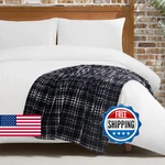 Lucky Brand Camper Plaid Black 50"X70" Plush Throw Blanket - Lux Microfiber. Fixed Price $61.47.