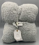 Pottery Barn Teen Cozy Pom Fleece Throw Blanket Gray 50" X 60" #R92J3. Fixed Price $68.59.