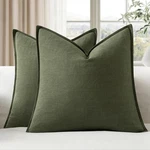 Emema Decorative Linen Throw Pillow Covers 18X18 Inch Dark Olive Green Boho F.... Fixed Price $22.65.