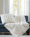 Madison Park Ruched Reversible Faux-fur Throw, Ivory 50" 60". Fixed Price $59.99.