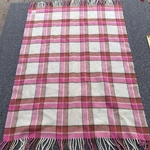 Foxford Woolen Mills Ireland Throw Blanket Pink Plaid Fringe 42 X31. Fixed Price $54.45.