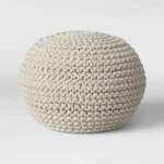 Cloverly Chunky Knit Pouf Cream - Threshold. Fixed Price $55.99.