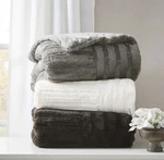 Madison Park Faux Fur Artic Checkerboard Throw 50" 60" Gray Plush **sealed**. Fixed Price $32.29.