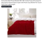 Puncuntex Flannel Throw Blanket Red Jacquard 90X90IN Soft Cozy Machine Washable. Fixed Price $18.99.
