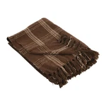 Creative Co-op Recycled Cotton Blend Throw Blanket With Fringe, Brown Plaid. Fixed Price $26.88.