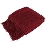 Pavilia Knitted Throw Blanket Fringe Dark Red Wine Burgundy Decorative Tassel. Fixed Price $27.89.