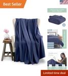 Navy Microfleece Blanket Full/queen Size Super Soft & Pet-friendly Comfort. Fixed Price $26.49.