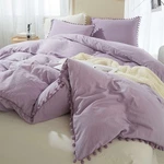 Etdiffe Lavender Pom Duvet Cover Queen Size - 3 Piece Boho Bohemian Farmhouse.... Fixed Price $45.15.