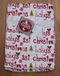 Thro Baby's 1ST Christmas Blanket White, Red & Green Snowflakes Trees. Fixed Price $19.95.