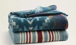 Pendleton Carico Lake & Stripe 100% Organic Cotton Throw Blanket Set 50" X 60". Fixed Price $120.00.