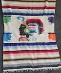 Hand Made Mayan Inca Aztec Warrior Blanket Fringe Throw Mexican 74X42.5 Inch. Fixed Price $15.00.