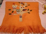 Cynthia Rowley Throw Blanket Orange Owls Embellished 56X68 Wool Blend. Fixed Price $42.00.