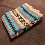 Mexican Falsa Blue Gray White Black Stripe El Paso Saddleblanket 4.5 X6. Fixed Price $14.99.