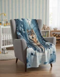Wolf Snow Forest Blanket Cozy Winter Wildlife Nature Animal Throw Soft. Fixed Price $64.00.