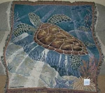 New Large Sea Afghan Throw Gift Blanket Ocean Honu Turtles Tortoise Nip. Fixed Price $28.34.