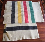 Pair (2) 56" X 75" Vntg Mossfield Pure Wool Striped Blanket / Porritts & Spencer. Fixed Price $275.00.