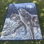 Biederlack James Hautman Vintage Blanket Howling Wolves Cottage Rustic 77 X 58. Fixed Price $54.00.