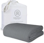 Cozy Dark Grey Herringbone Cotton Blanket King & California Beds. Fixed Price $99.99.