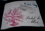 Pottery Barn Fish Coral No. 3 Poulet De Mer Print Linen Pillow Cover 18". Fixed Price $33.99.