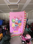 Shopkins Kids Blanket Throw Pink Polka Dot Green Border 50X60 Machine Wash. Fixed Price $20.00.