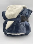 Monte & Jardin Luxury Linens Velvet Sherpa Throw 60X70 Blue White New. Fixed Price $60.00.