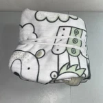No Sew Throw Kit 48" X 60" Fleece Blanket -- White Green Animals In Ark. Fixed Price $17.99.