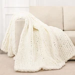 Bigacogo Chunky Knit Throw Blanket 80X90 Inches Ivory Chenille Yarn. Fixed Price $179.99.