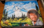 Bob Ross Fleece Sherpa Throw Blanket Super Soft Happy Trees 45 X 60 Inches. Fixed Price $14.00.