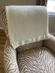 Vtg Ralph Lauren- Waffle Weave Acrylic Blanket- Satin Trim- X 90"- Ivory- Usa. Fixed Price $40.00.