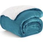 Bedsure Sherpa Fleece Throw Blanket Teal White Reversible 50X60IN. Fixed Price $14.00.