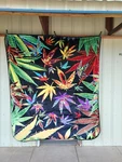 Marijuana Leaf Leaves Weed Cannabis Pot Tye Dye Queen Size Blanket. Fixed Price $56.41.