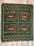 Vtg Tapestry Throw Blanket Fish Camp Cabin Rustic Susan Clickner 56 X49 Medium. Fixed Price $18.00.